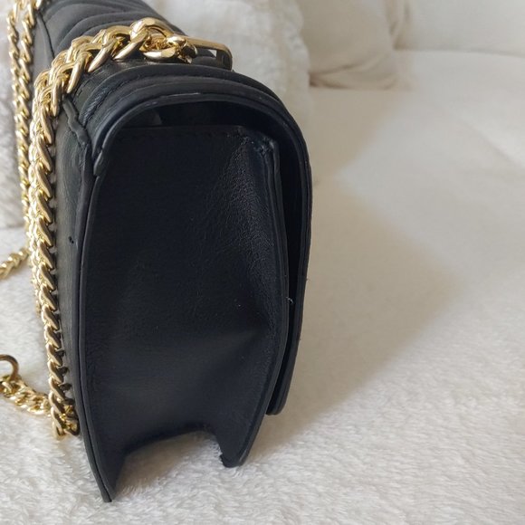 NWT ALDO Black Chevron Quilted Purse Shoulderbag Crossbody Turnlock - Picture 10 of 12